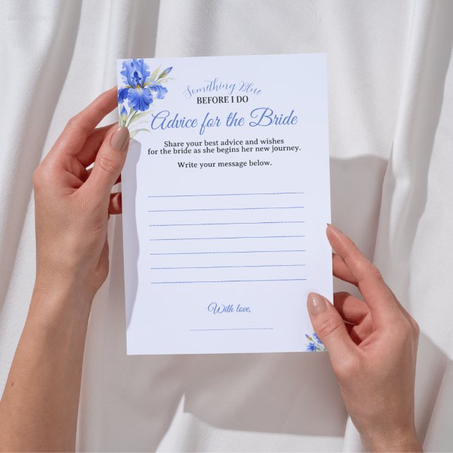 Convite Something Blue Advice for the Bride Bridal Shower (Blue Iris Something Blue Advice for the Bride Bridal Shower Game)