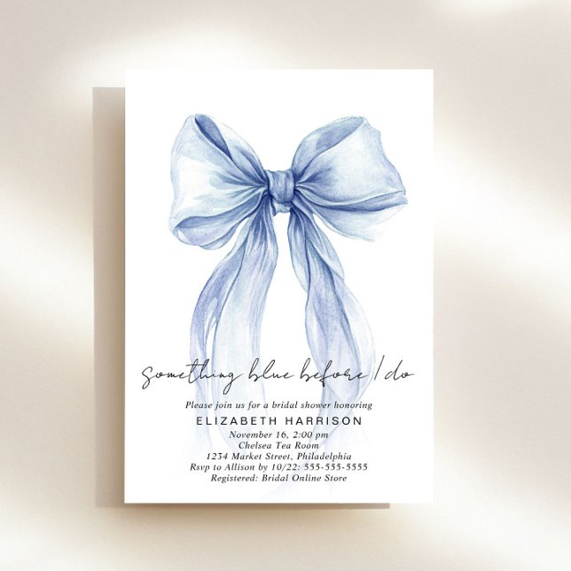 Convite Something Blue Before I Do Bow Bridal Shower (Something Blue Before I Do Bow Bridal Shower Invitation)