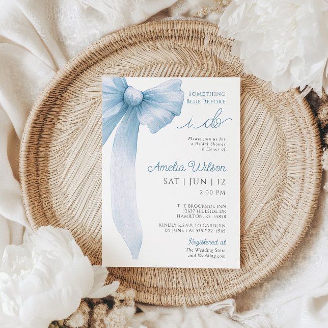 Convite Something Blue Before I Do Bow Bridal Shower (Something Blue Before I Do Whimsical Bow Bridal Shower Invitation)