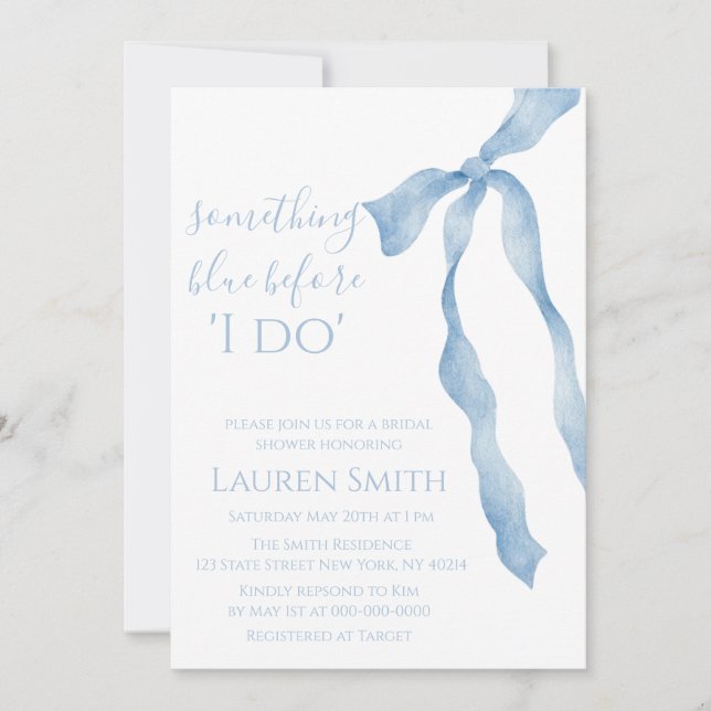 Convite Something Blue Before I Do" Bridal Shower Invitati (Frente)