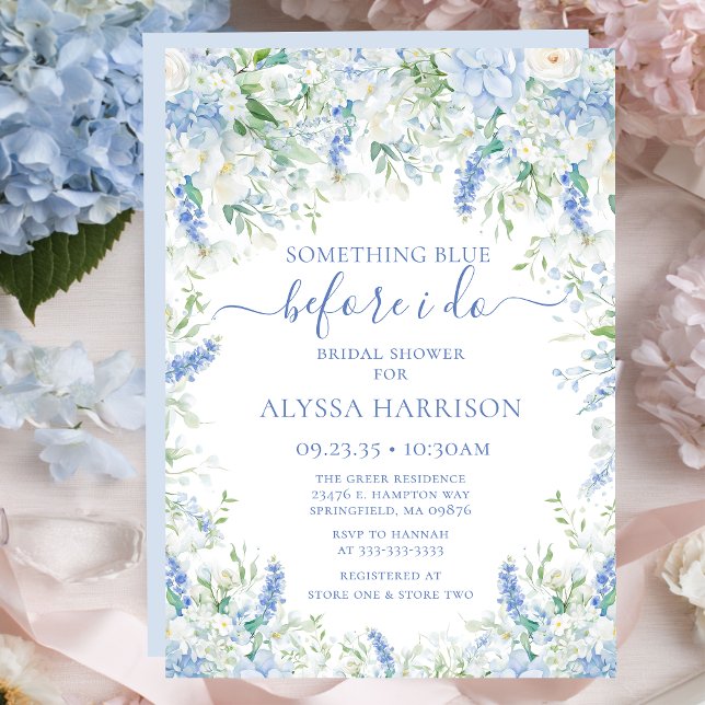 Convite Something Blue Before I Do Floral Bridal Shower (Criador carregado)