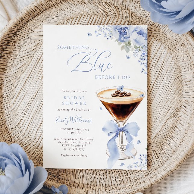 Convite Something Blue Bow Coffee Bridal Shower (Criador carregado)