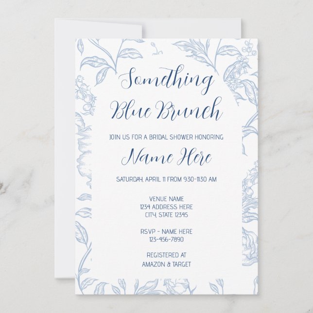 Convite Something Blue Brunch Bridal Shower Invitation (Frente)