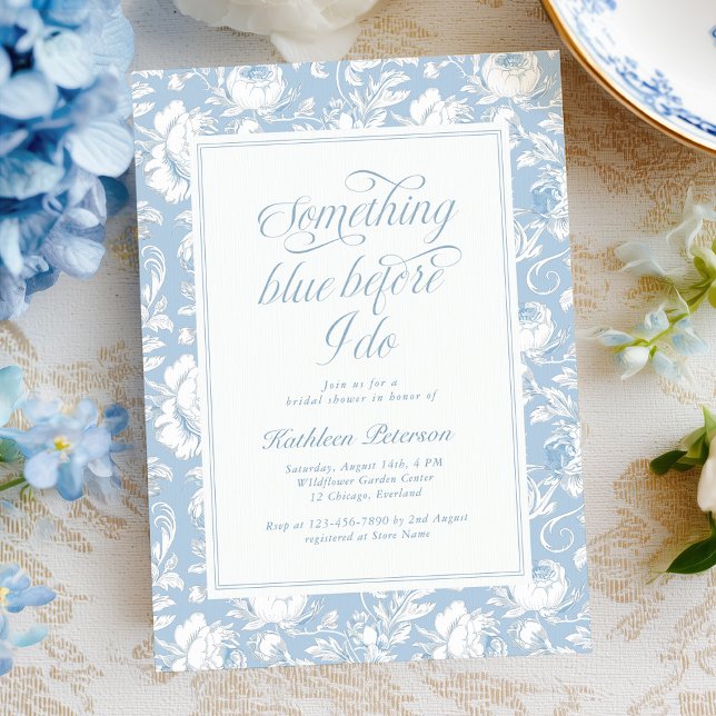Convite Something Blue Chinoiserie Bridal Shower  (Criador carregado)