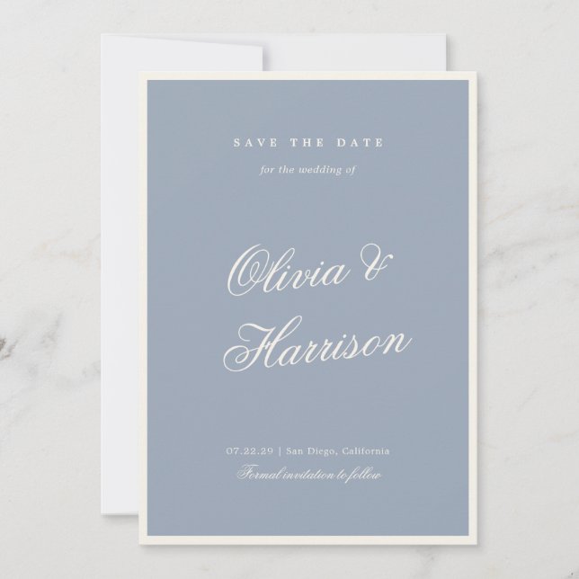 Convite Something Blue Elegant Save the Date Card (Frente)