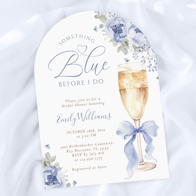 Convite Something Blue Floral Bridal Shower Arched (Criador carregado)