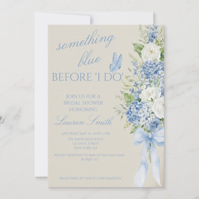 Convite Something Blue Hydrangea Bridal Shower Invitation (Frente)
