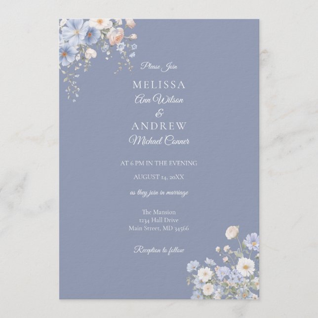 Convite Something Blue Wedding Invitation Suite (Frente)