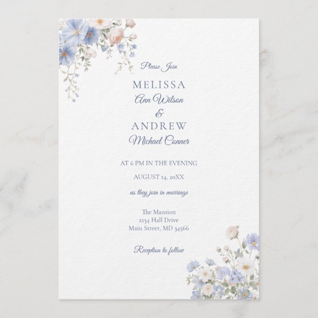 Convite Something Blue Wedding Invitation Suite (Frente)
