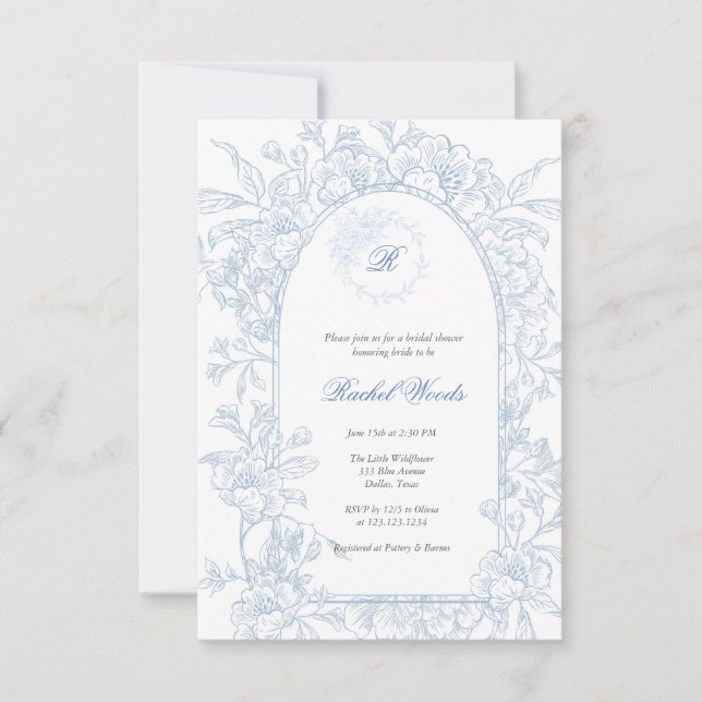 Convite Something Blue Wildflower Bridal Shower Invitation (Frente)