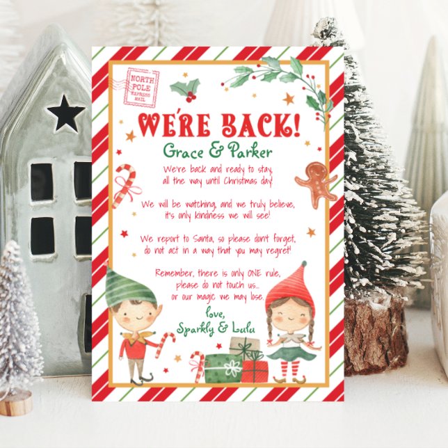 Convite Somos a Carta de Volta do seu Elf de Natal (welcome your elf back with this personalized we are back Christmas elf letter. Print from home.)