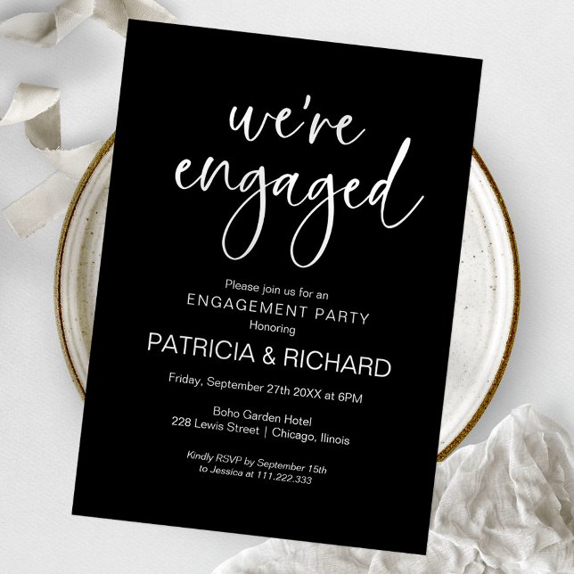 Convite Somos a Festa de noivado de Caligrafia Chic (Criador carregado)