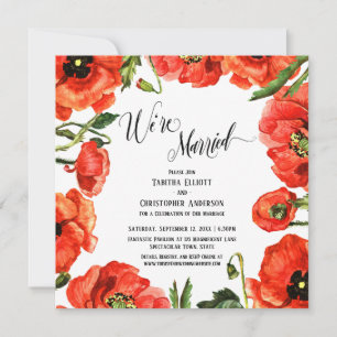 Convite Somos Casados com Poppies Vermelhos Apenas Recepçã