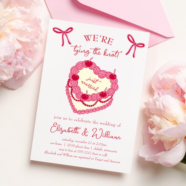 Convite Somos o Casamento de Cherry da Coquette do Casando (We're Tying the Knot Coquette Cherry Wedding Invitation)
