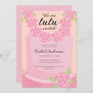 Convite Somos Tutu Excitados Chá de fraldas Rosa Ballerina