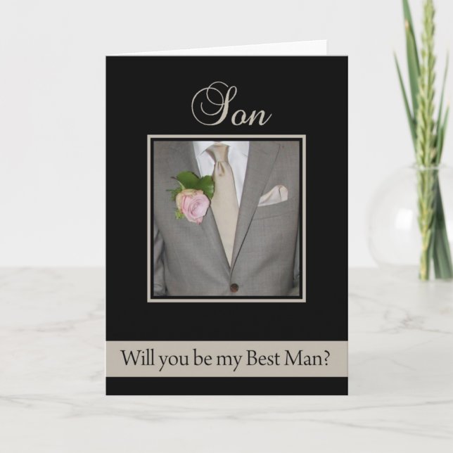 Convite Son Best Man solicita Cinza Suit (Frente)