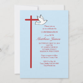 Convite Son Confirmation Cross Dove Blue
