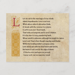 Convite Soneto 116 (CXVI) de Shakespeare em Pergaminho