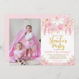 Convite Sonhadora Rosa Sleepover de Aniversário do Partido