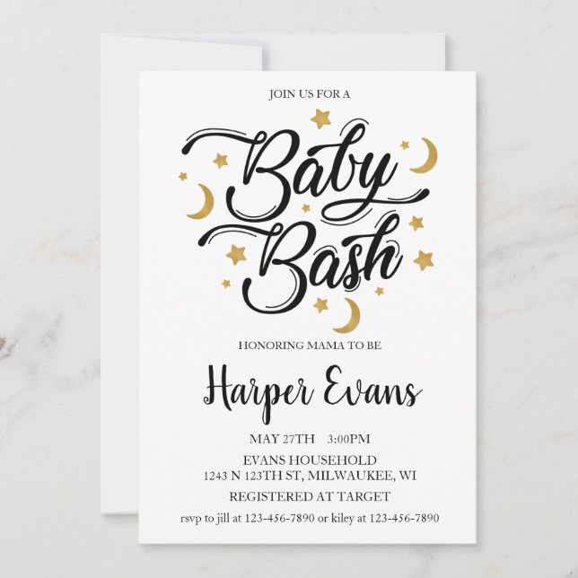 Convite Sonhando com estrelas e luas (Frente)