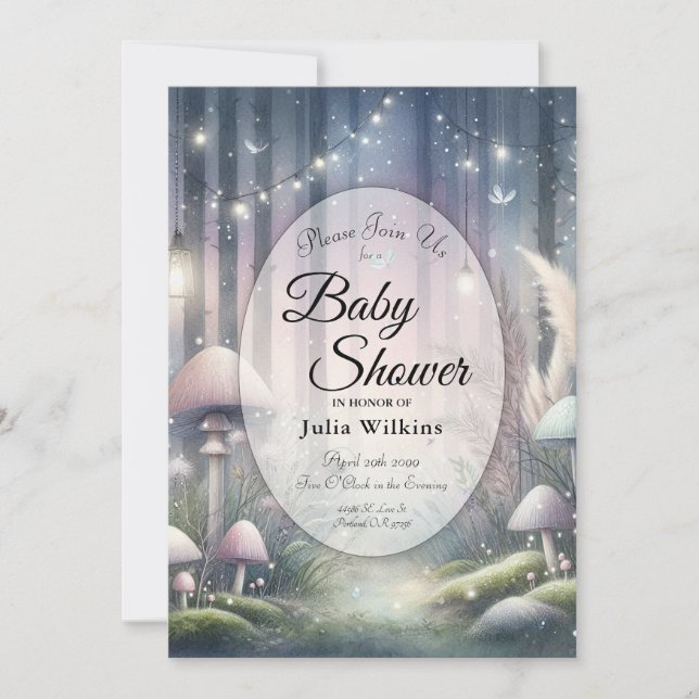 Convite Sonho à Luz de Lanterna Floresta Encantada Chás de (Frente)