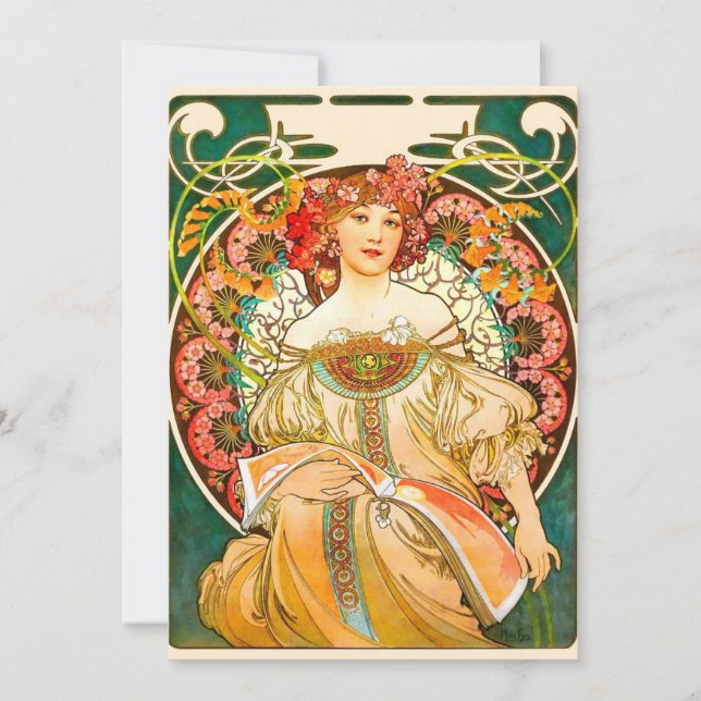Convite Sonho de Alphonse Mucha Art Nouveau (Frente)