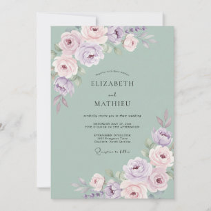 Convite Sonho de Aquarela Verde Salvia Casamento