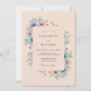 Convite Sonho de Casamento com Wistéria Azul Empoeirada