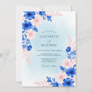 Convite Sonho de Casamento de Primavera Azul Real