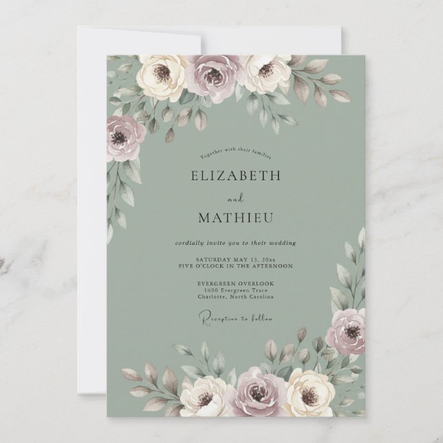 Convite Sonho de Casamento de Primavera em Verde Sage (Frente)