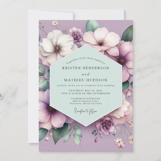 Convite Sonho de Casamento Floral Lavanda (Frente)