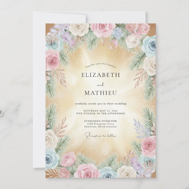 Convite Sonho de Casamento Floral Pastel (Frente)