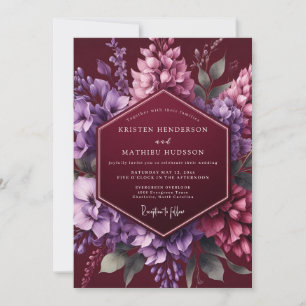 Convite Sonho de Casamento Lilás Borgonha