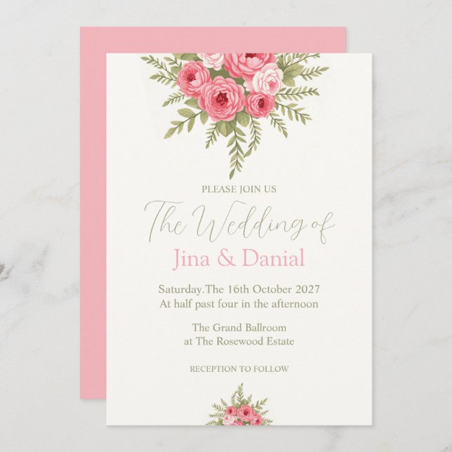 Convite Sonho de Fúcsia (Frente/Verso)