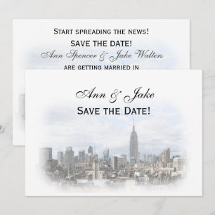 Convite Sonho Dk Cinza Skyline NYC Salva a Data H