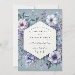 Convite Sonho Floral Azul Empoeirado de Casamento