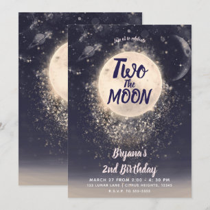 Convite Sonho Luar Mágico Cósmico 2º Dois ao Luar Aniversá