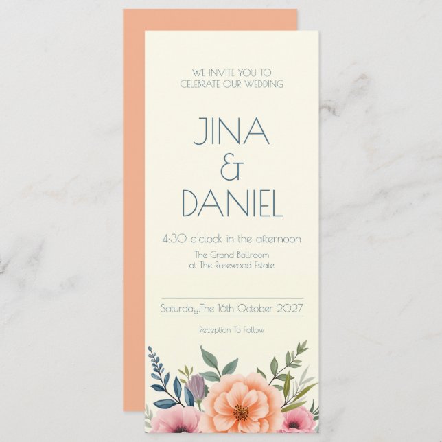 Convite Sonho Pêssego e Petal (Frente/Verso)