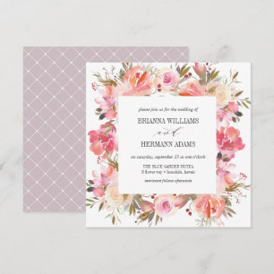 Convite Sonho Rosa  Casamento de Diamante Floral de Primav