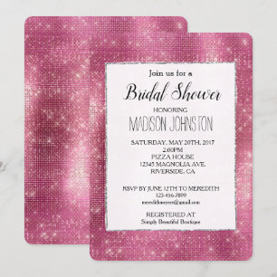 Convite Sonho Rosa Glitzy Silver Sparkle Bridal