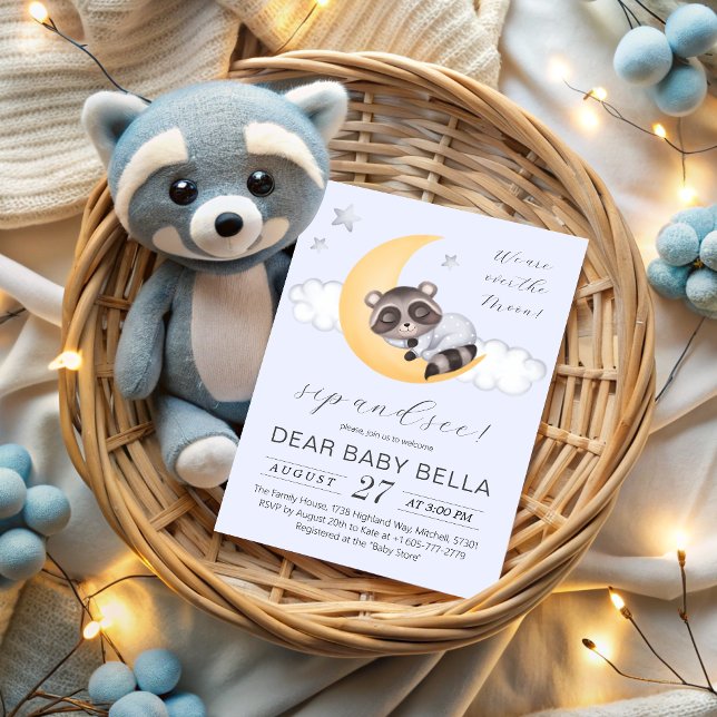 Convite Sonho sobre o Chá de fraldas Moon Sip and See (Dreamy Over the Moon Boy Baby Shower Sip and See Invitation)