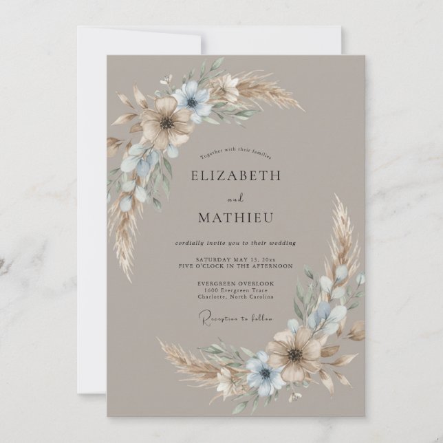 Convite Sonho Taupe Casamento Boêmio (Frente)