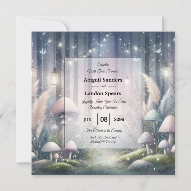 Convite Sonhos à Luz de Lanterna Casamento na Floresta Enc (Frente)