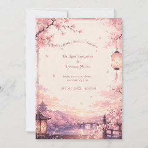 Convite Sonhos de Casamento Anime Sakura Pôr do Sol