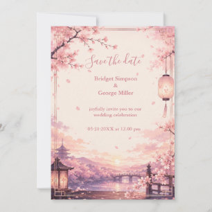 Convite Sonhos de Casamento Anime Sakura Pôr do Sol