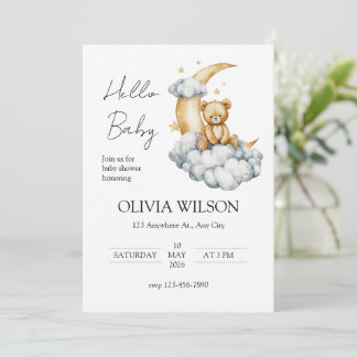 Convite Sonhos Doces Ursinho na Lua