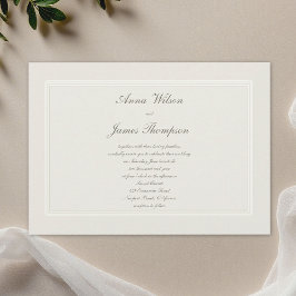 Convite Sonhos Ecru Simples Elegantes Casamento Tradiciona