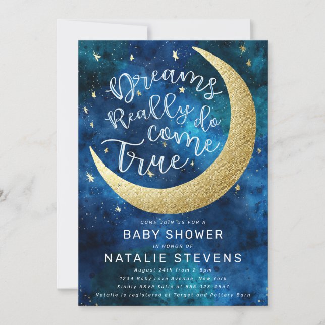 Convite Sonhos Realmente Chegam A Verdadeira Lua Chá de fr (Frente)