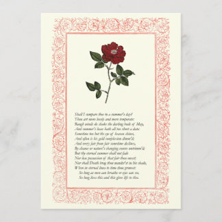 Convite Sonnet nº 18 de William Shakespeare