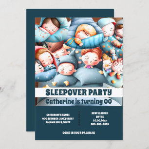 Convite Sonolência crianças dormindo pijama animação pijam